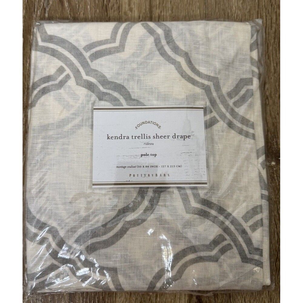 1 Pc New Pottery Barn Kendra  Trellis Sheer Drape Rideau 50” X 84" Linen
